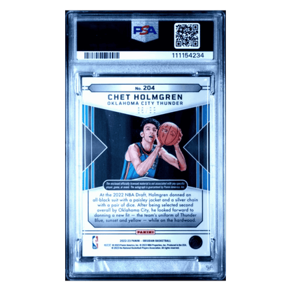 Chet Holmgrem PSA 9 2022 Panini Obsidian Jersey Autograph #d / 99 Card #204