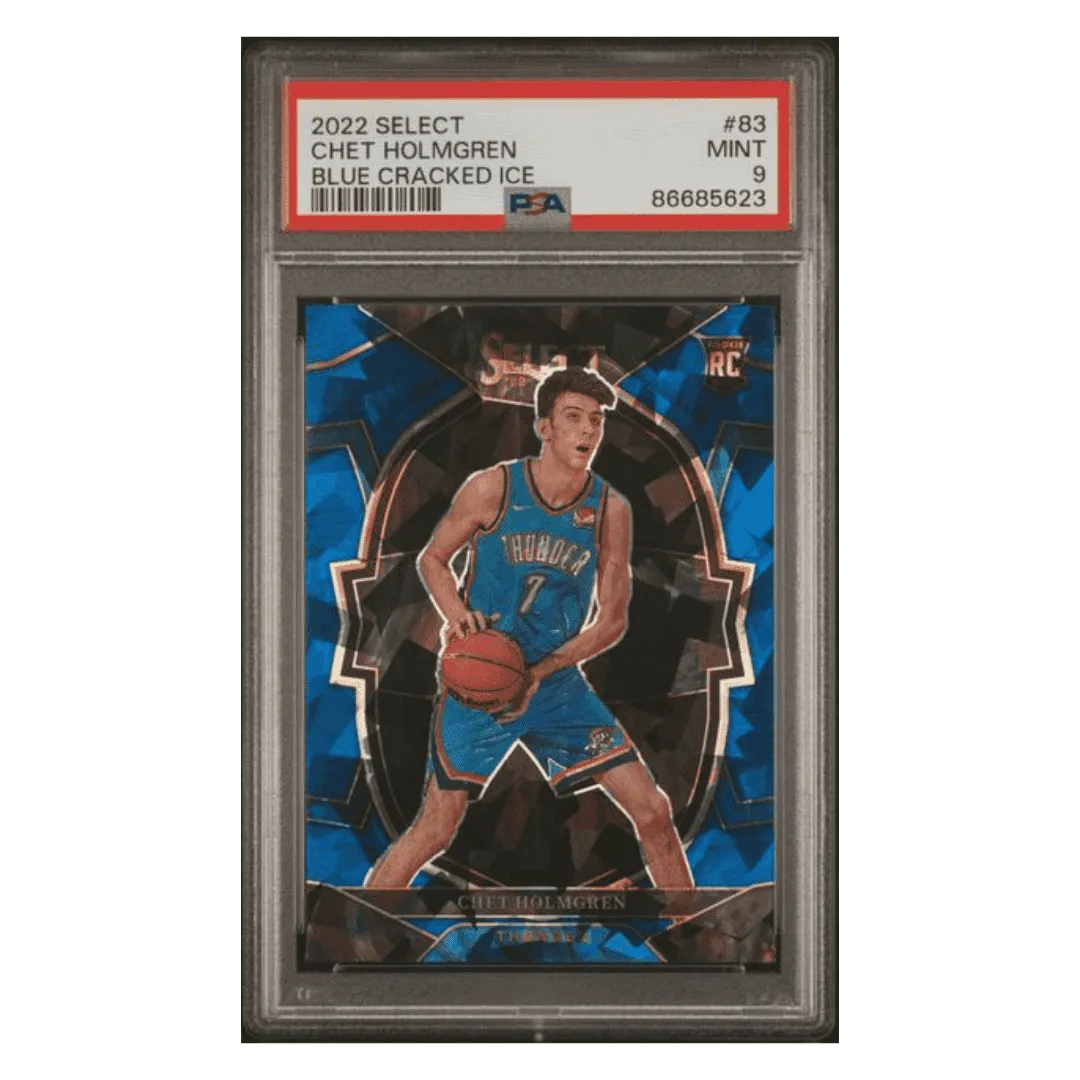Chet Holmgren PSA 9 2022 Panini Select Blue Cracked Ice Rookie RC Card #83