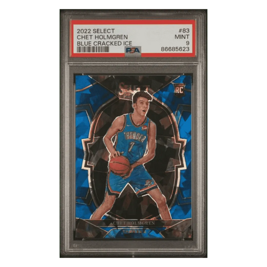 Chet Holmgren PSA 9 2022 Panini Select Blue Cracked Ice Rookie RC Card #83