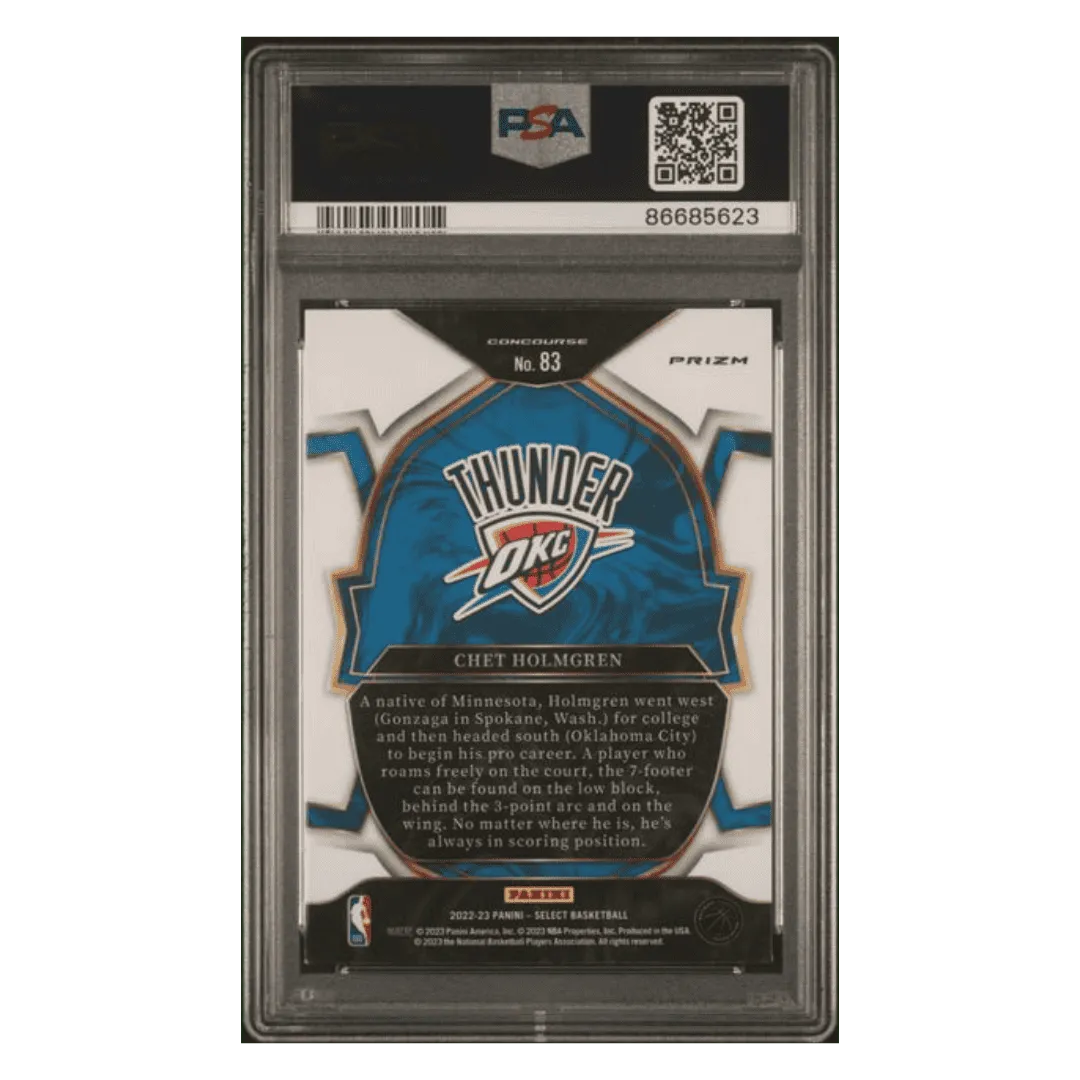 Chet Holmgren PSA 9 2022 Panini Select Blue Cracked Ice Rookie RC Card #83