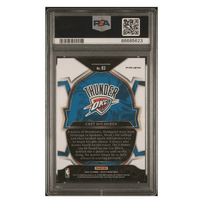 Chet Holmgren PSA 9 2022 Panini Select Blue Cracked Ice Rookie RC Card #83