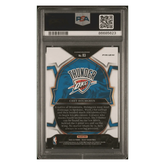 Chet Holmgren PSA 9 2022 Panini Select Blue Cracked Ice Rookie RC Card #83