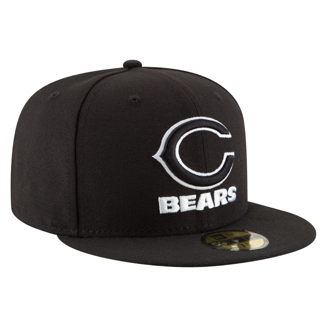Chicago Bears Black and White 59FIFTY Fitted Hat