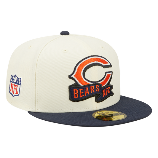 Chicago Bears "C" Cream/Navy 2022 Sideline 59FIFTY Fitted Hat