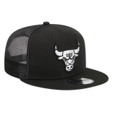 Chicago Bulls Trucker Meshback New Era Black 9FIFTY Adjustable Snapback Hat