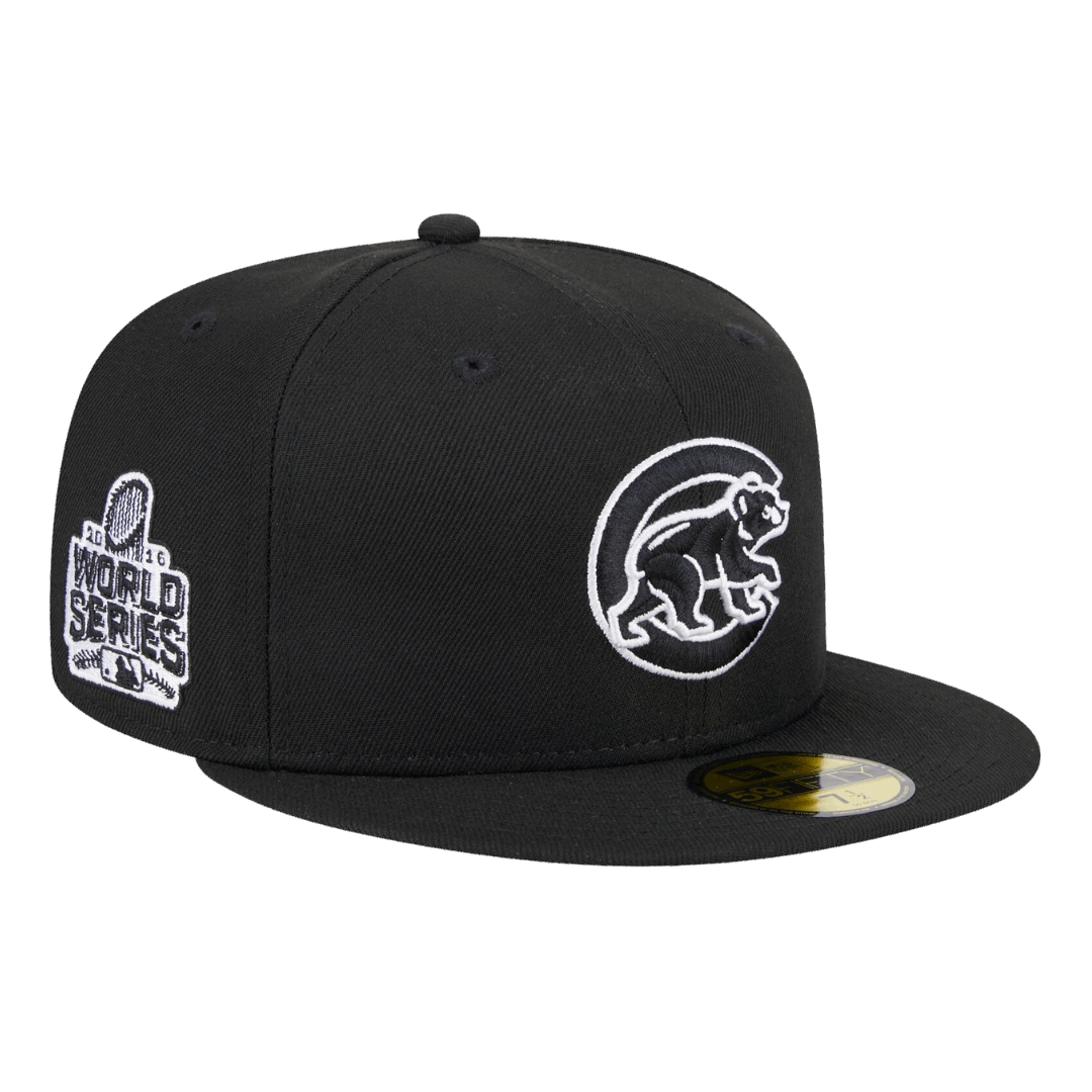 Chicago Cubs 2016 World Series Side Patch New Era Black & White 59FIFTY Fitted Hat