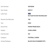 Chris Jones PSA 9 2024 Panini Prizm Deca Black Gold Shimmer FOTL #8/8 Card #154