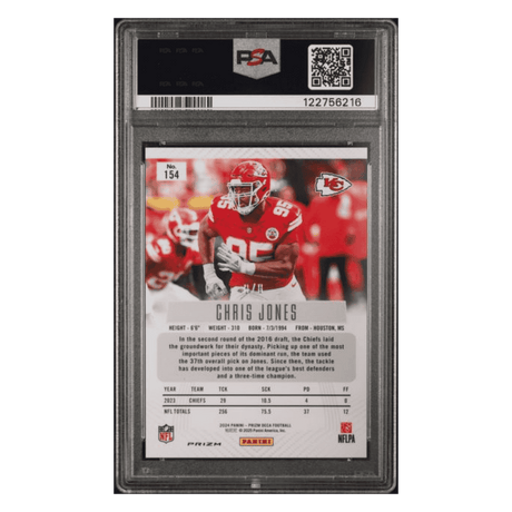 Chris Jones PSA 9 2024 Panini Prizm Deca Black Gold Shimmer FOTL #8/8 Card #154