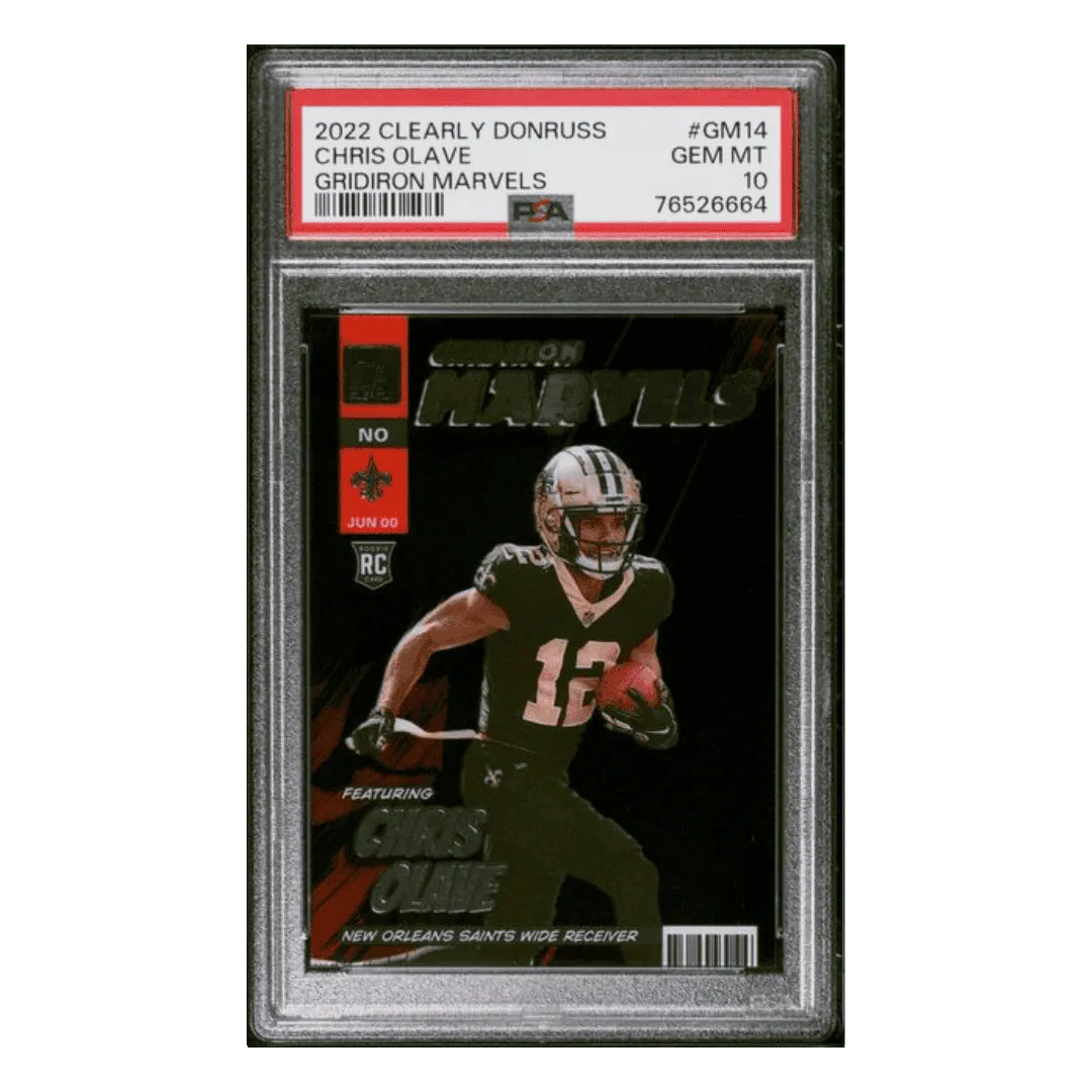 Chris Olave PSA 10 2022 Donruss Clearly Gridiron Marvels Rookie RC Card #GM14
