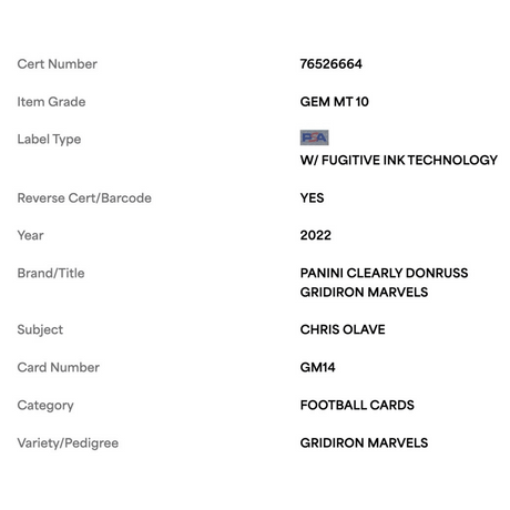 Chris Olave PSA 10 2022 Donruss Clearly Gridiron Marvels Rookie RC Card #GM14