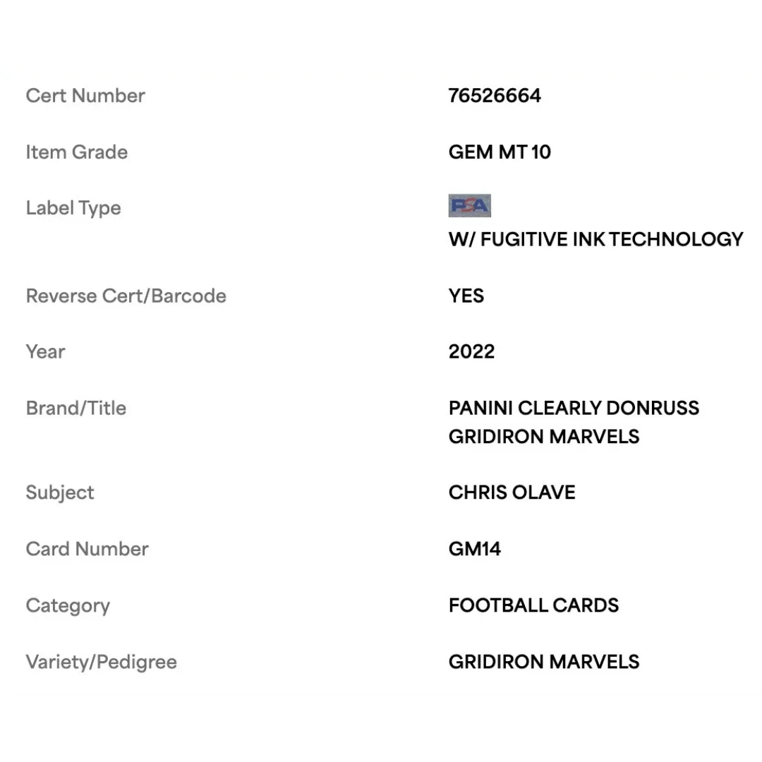 Chris Olave PSA 10 2022 Donruss Clearly Gridiron Marvels Rookie RC Card #GM14