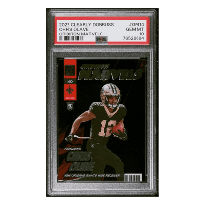 Chris Olave PSA 10 2022 Donruss Clearly Gridiron Marvels Rookie RC Card #GM14