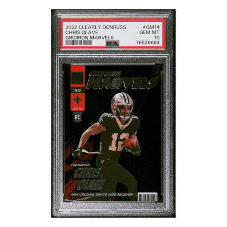 Chris Olave PSA 10 2022 Donruss Clearly Gridiron Marvels Rookie RC Card #GM14