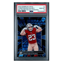 Christian McCaffrey PSA 10 2024 Panini Donruss Optic My House! Black Pandora #23/ 25 Card #2
