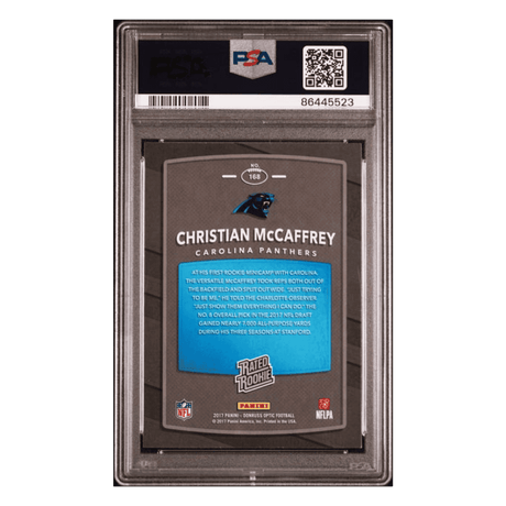 Christian McCaffrey PSA 9 2017 Panini Donruss Optic Rated Rookie Card #168