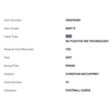 Christian McCaffrey PSA 9 2017 Panini Rookie RC Card #111