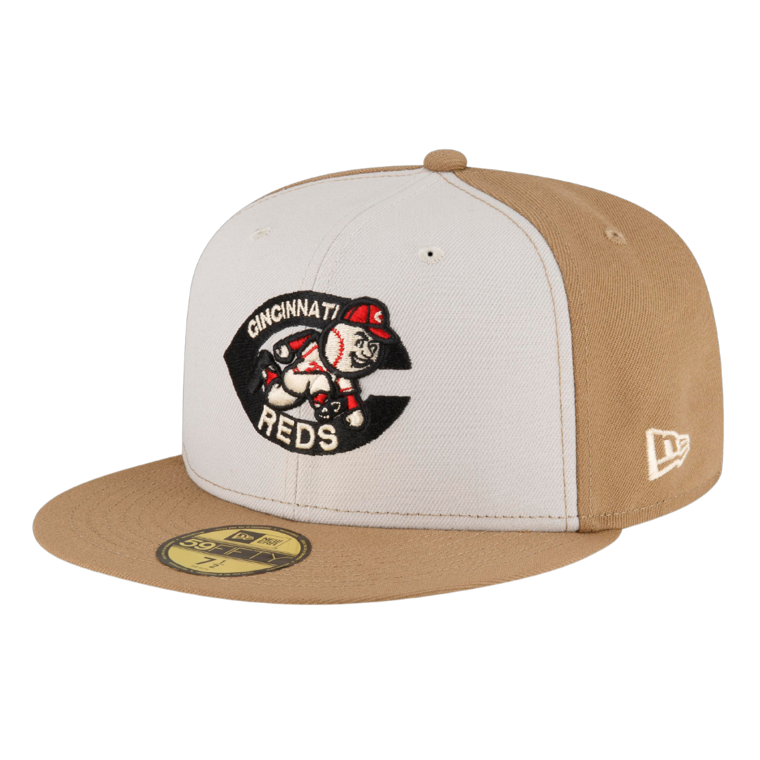 Cincinnati Reds Retro New Era Khaki Exclusive 59FIFTY Fitted Hat