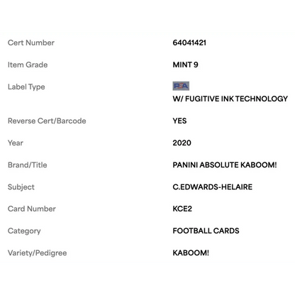 Clyde Edwards Helaire PSA 9 2020 Panini Absolute Kaboom! Rookie RC Card #KCE2