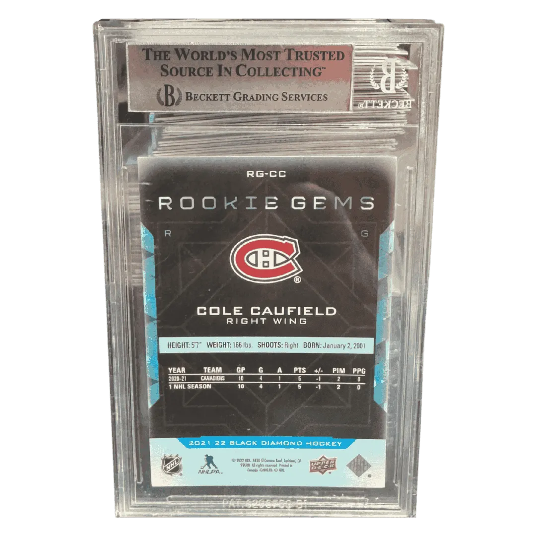 Cole Caufield BGS 8.5 2021-22 Upper Deck Black Diamond Rookie Gems #d/ 399 Card #RGCC