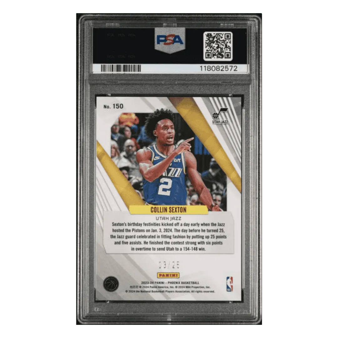 Collin Sexton PSA 10 2023 Panini Phoenix Pink Ice #d/25 Card #150