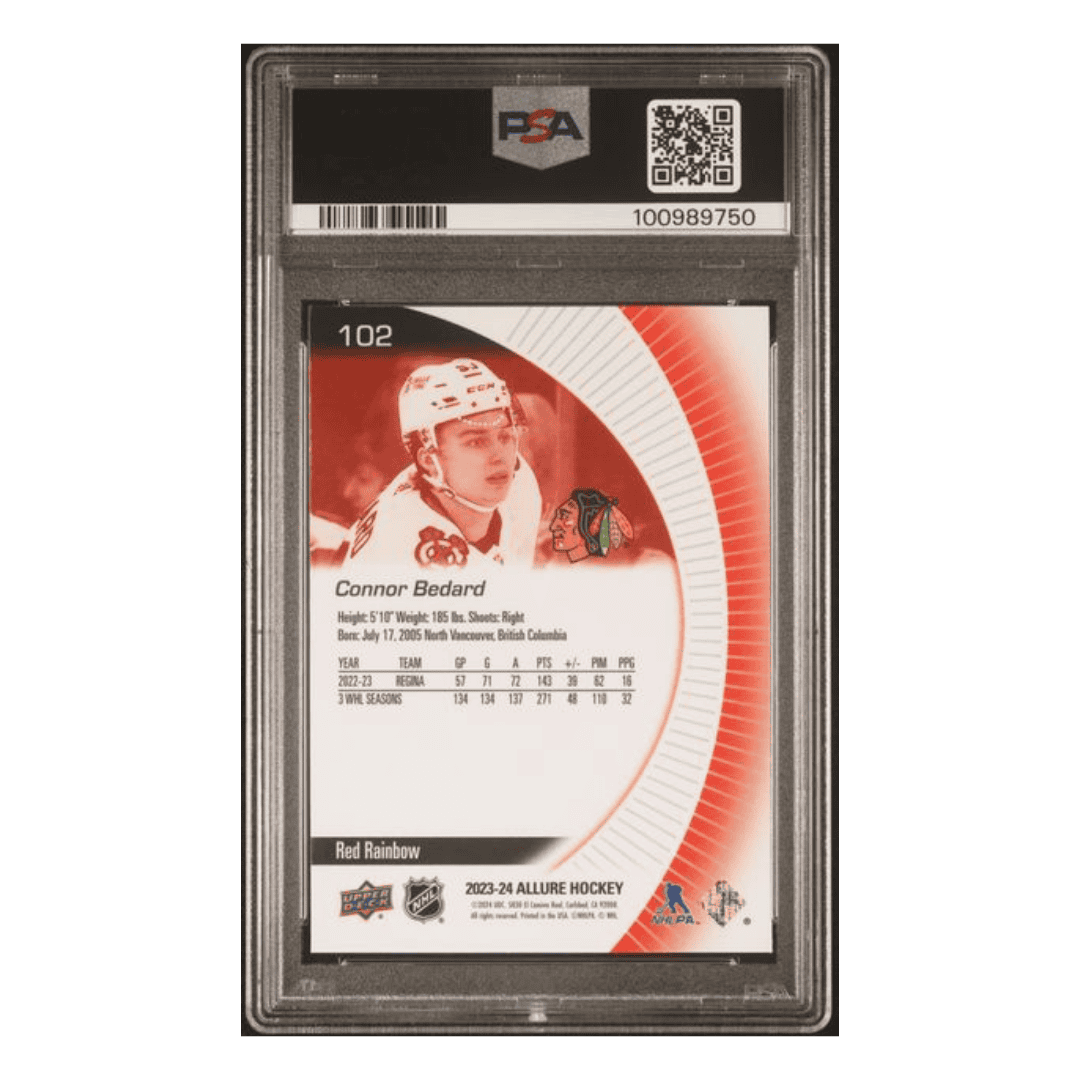 Connor Bedard PSA 10 2023-24 Upper Deck Allure Red Rainbow Card #102