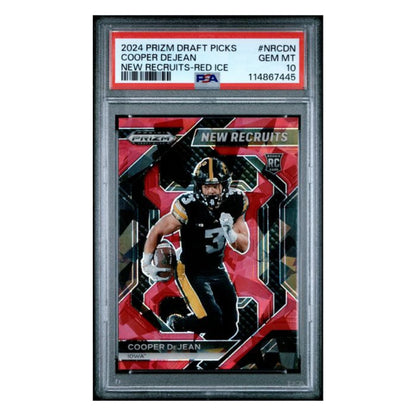 Cooper DeJean PSA 10 2024 Panini Prizm Draft Picks New Recruits Red Ice Rookie RC Card #NRCDN