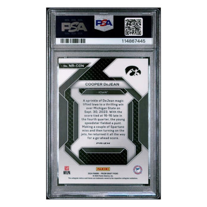 Cooper DeJean PSA 10 2024 Panini Prizm Draft Picks New Recruits Red Ice Rookie RC Card #NRCDN