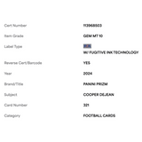 Cooper DeJean PSA 10 2024 Panini Prizm Rookie RC Card #321