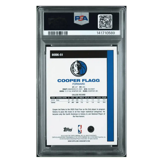 Cooper Flagg PSA 9 2025 Topps 1980 Topps Basketball Card #80BK-51