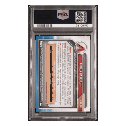 Corbin Carroll PSA 10 2019 Topps Bowman Draft Chrome Card #BDC125