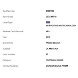 DK Metcalf PSA 10 2019 Panini Select Dragon Scale Prizm Rookie RC #d/ 88 Card #37