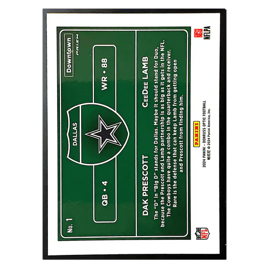 Dak Prescott & CeeDee Lamb 2024 Panini Donruss Optic Downtown Duos Card #1