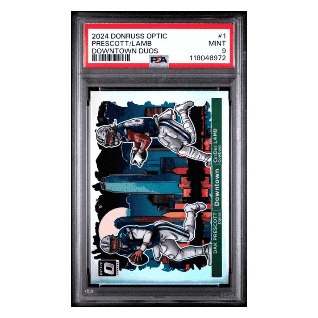 Dak Prescott & CeeDee Lamb PSA 9 2024 Panini Donruss Optic Downtown Duos Card #1