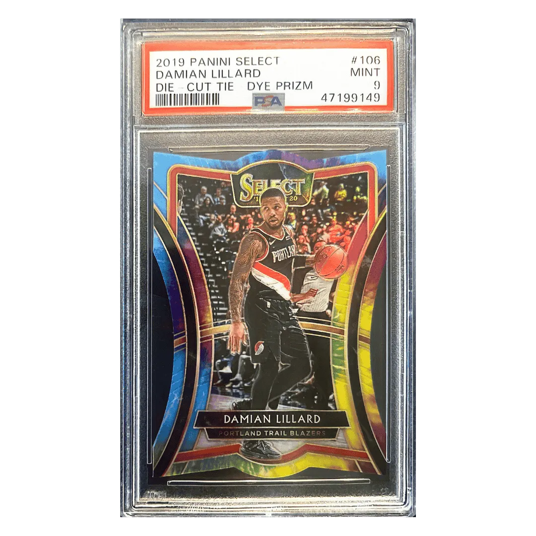 Damian Lillard PSA 9 2019 Panini Select Die-Cut Tie-Dye Prizm #1/ 25 Card #106
