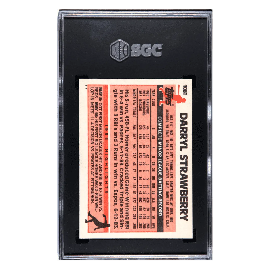 Darryl Strawberry SGC 8.5 1983 Topps Traded Rookie RC Card #108T