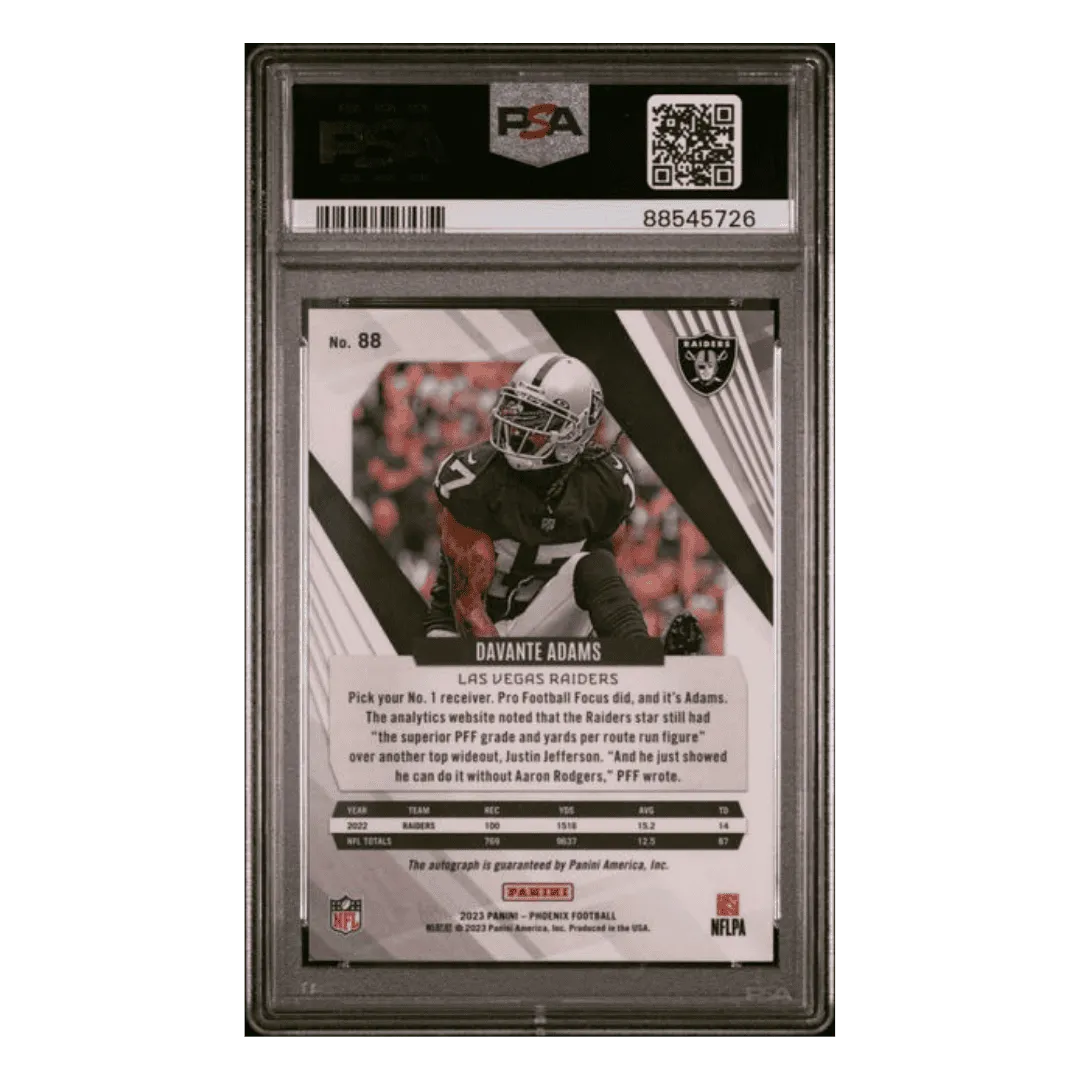 Davante Adams PSA 10 2023 Panini Phoenix Autograph Silver Card #88