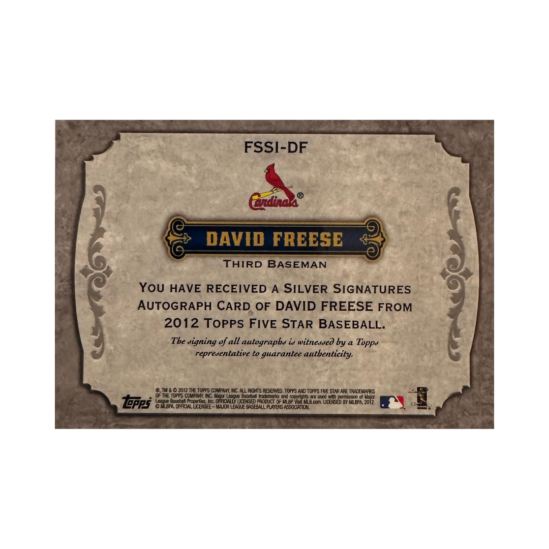 David Freese St Louis Cardinals Autographed Topps Five Star #FSSI-DF Card #'D 77/99