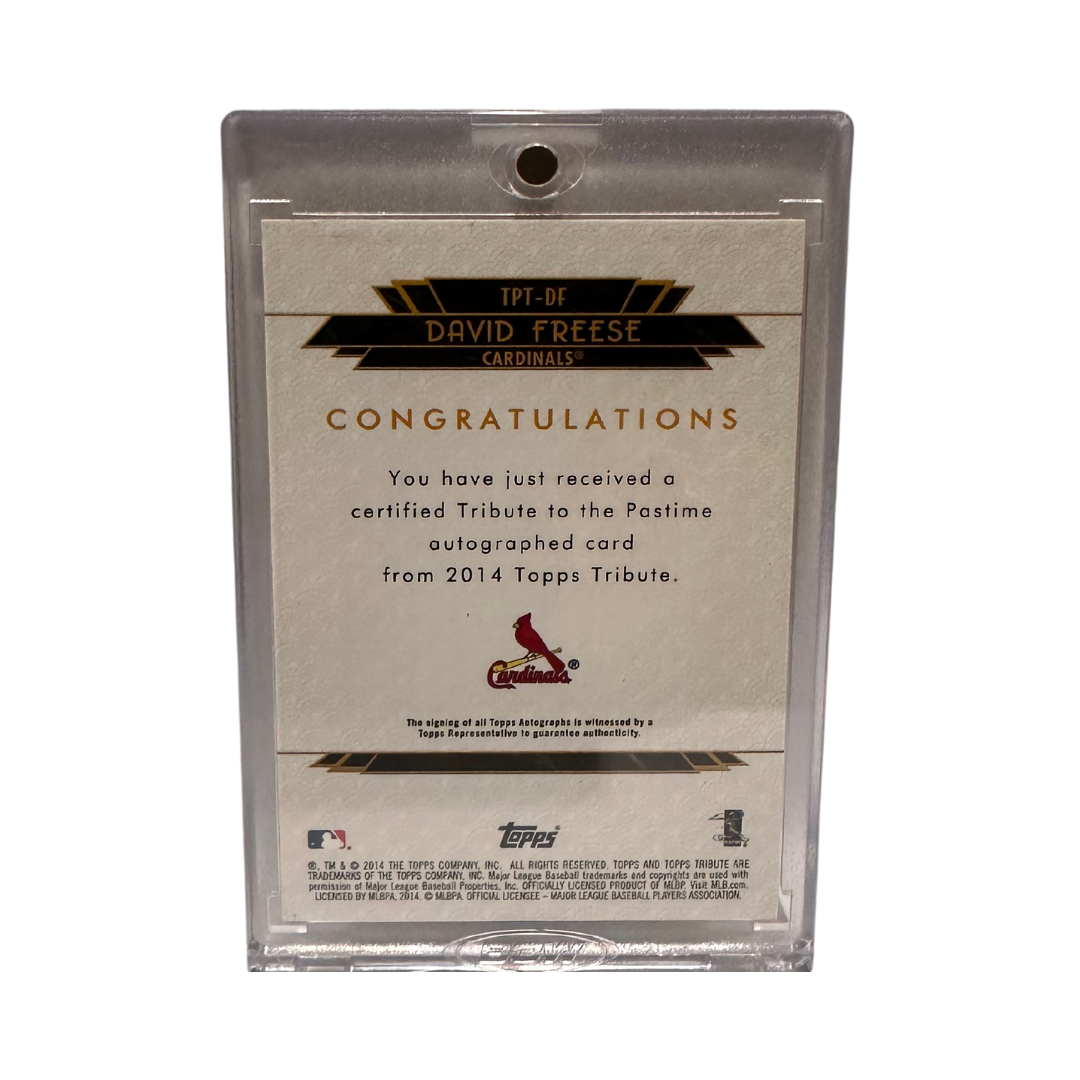 David Freese St Louis Cardinals Autographed Topps Tribute to the Pastime Yellow Foil #TPT-DF Card #'D 22/30
