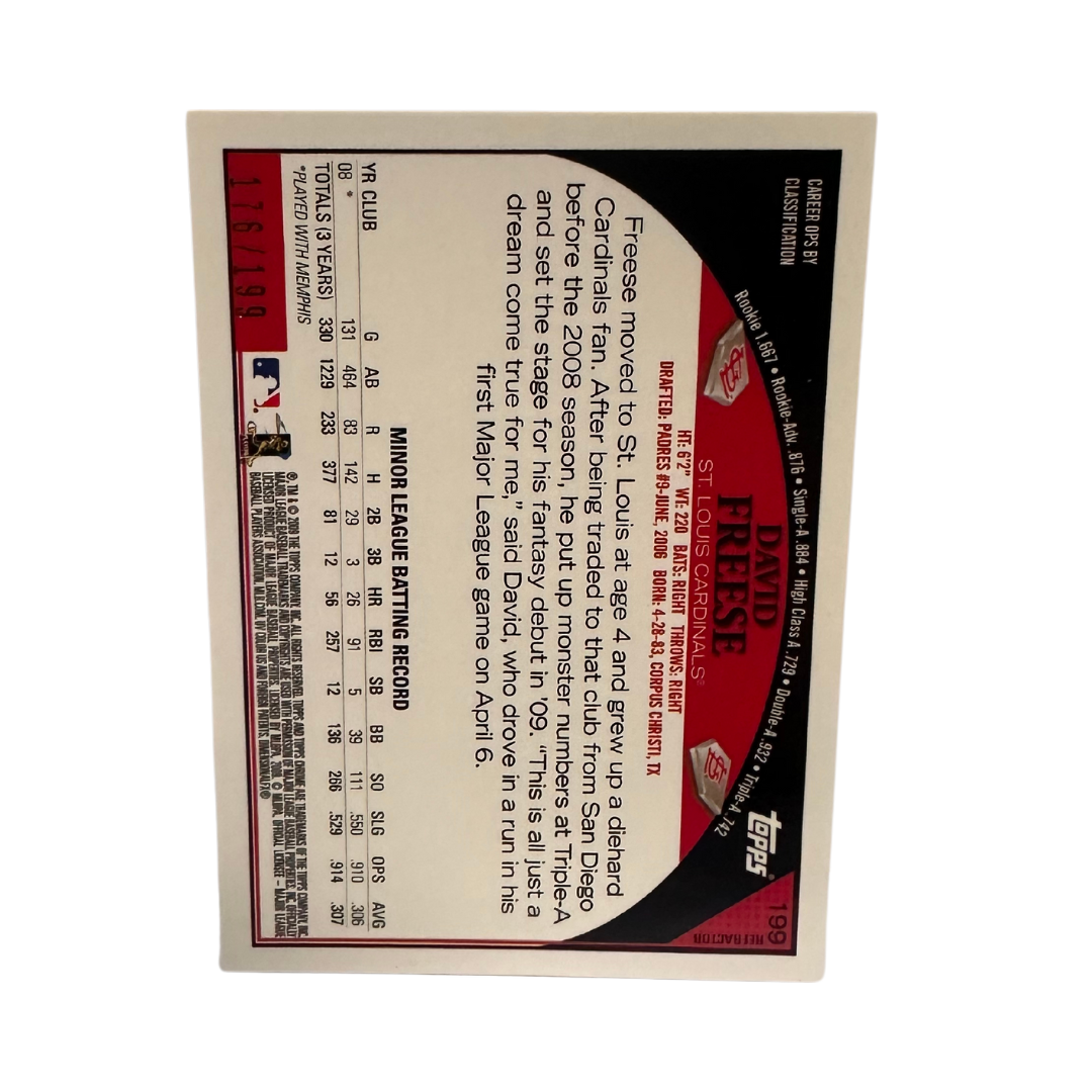 David Freese St Louis Cardinals Topps Chrome #199 Rookie Card Blue Refractor #D 176/199