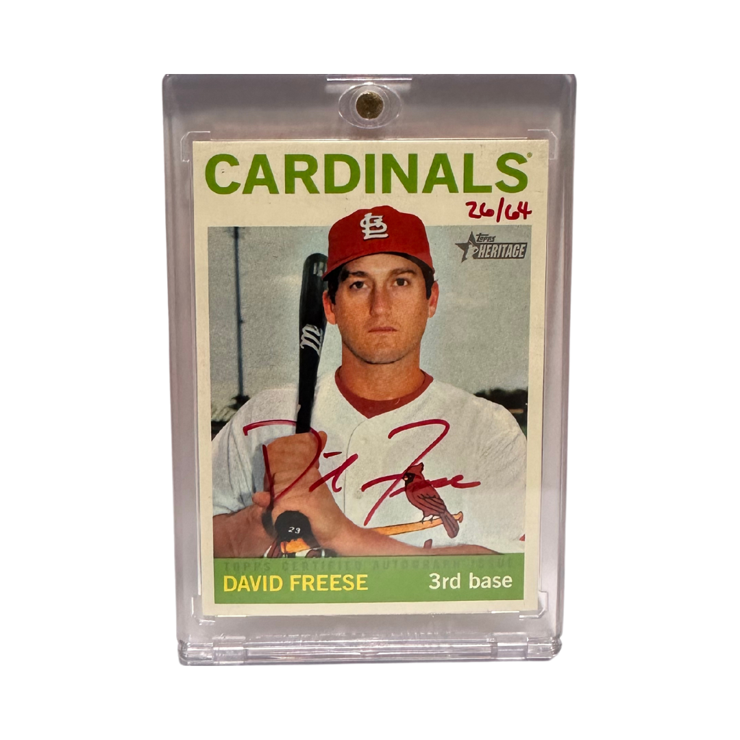 David Freese St Louis Cardinals Autographed Topps Heritage #ROA-DF Card #D 26/64
