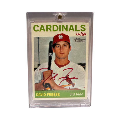 David Freese St Louis Cardinals Autographed Topps Heritage #ROA-DF Card #D 26/64