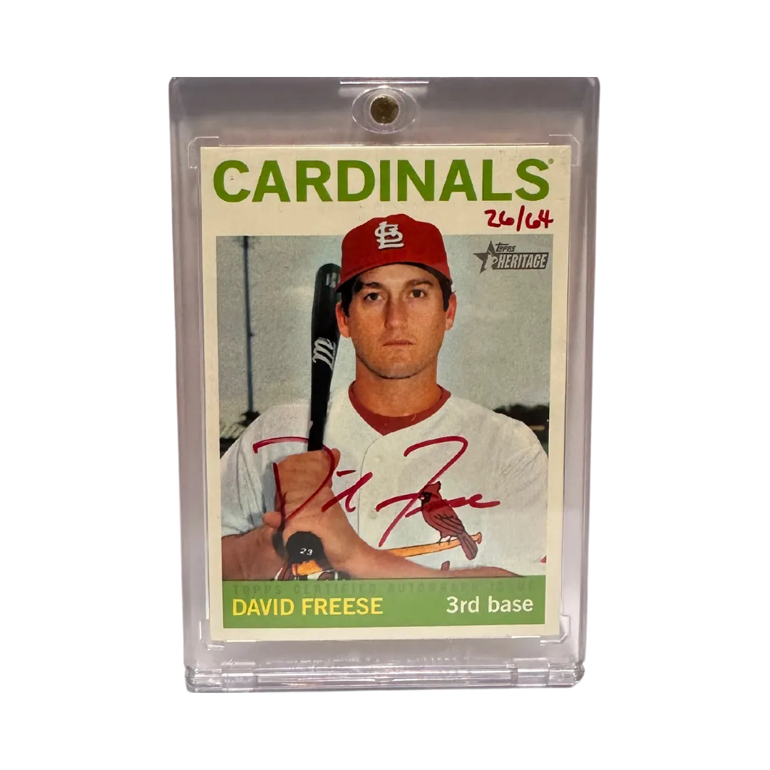 David Freese St Louis Cardinals Autographed Topps Heritage #ROA-DF Card #D 26/64