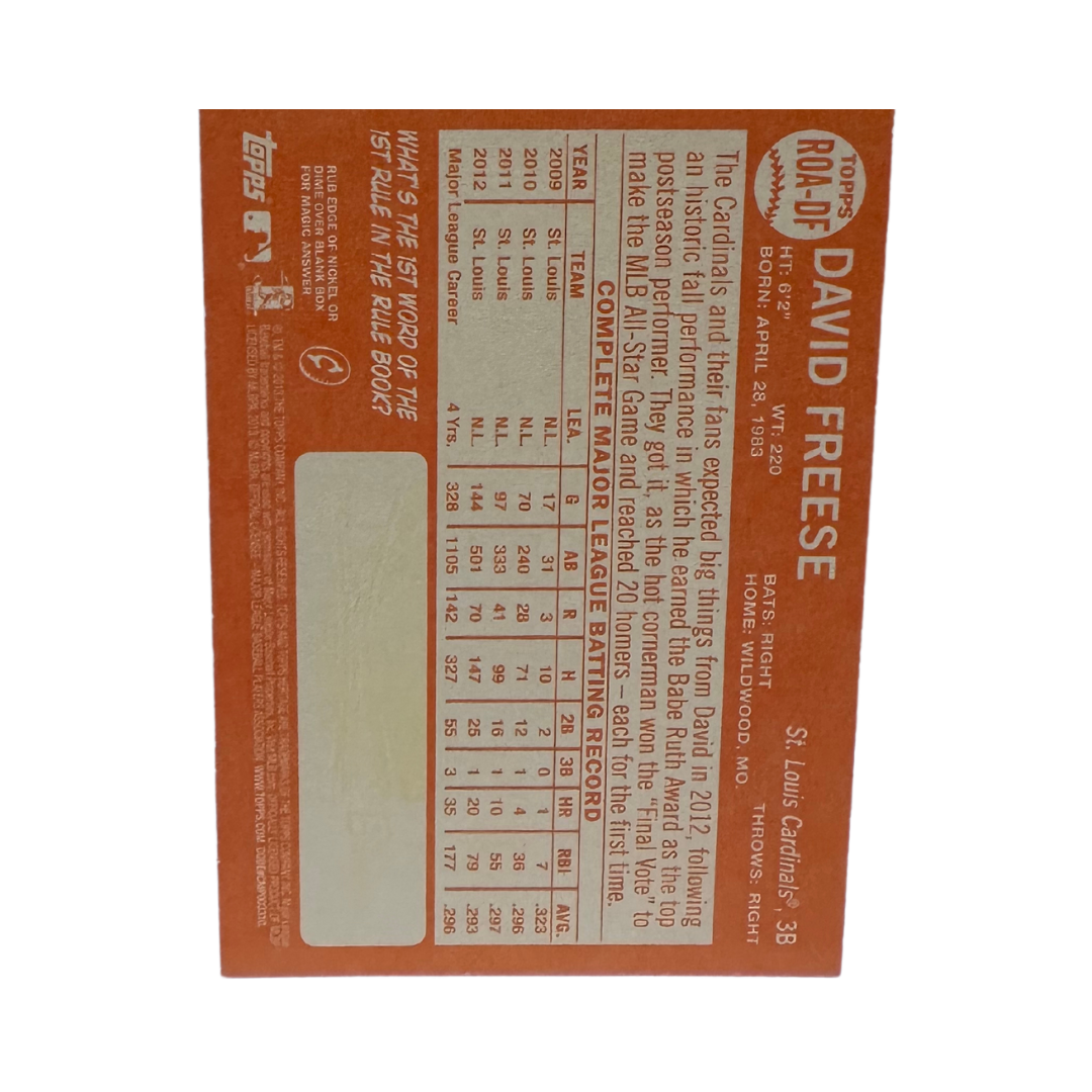 David Freese St Louis Cardinals Autographed Topps Heritage #ROA-DF Card