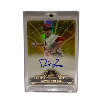 David Freese St Louis Cardinals Autographed Topps Tribute to the Pastime Yellow Foil #TPT-DF Card #'D 22/30