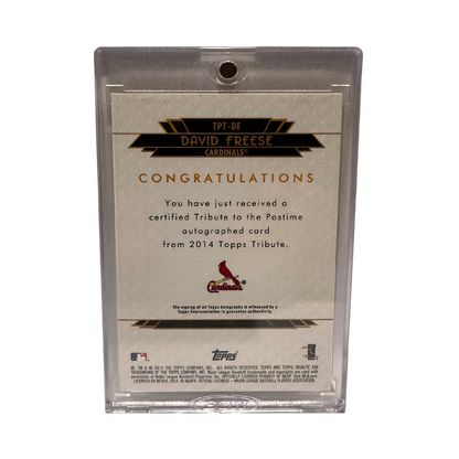 David Freese St Louis Cardinals Autographed Topps Tribute to the Pastime Yellow Foil #TPT-DF Card #'D 22/30