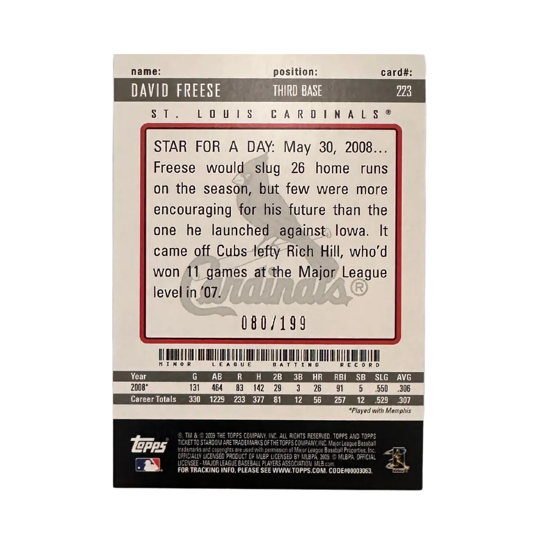 David Freese St Louis Cardinals Topps Ticket to Stardom Rookie #223 Card