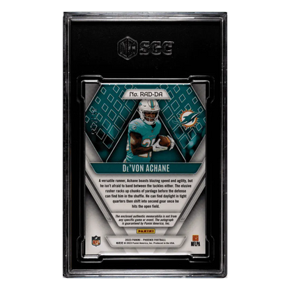 De'Von Achane SGC 10 2023 Panini Phoenix Rookie Autographed Dual Material Patch Orange #d/ 125 Card #RADDA