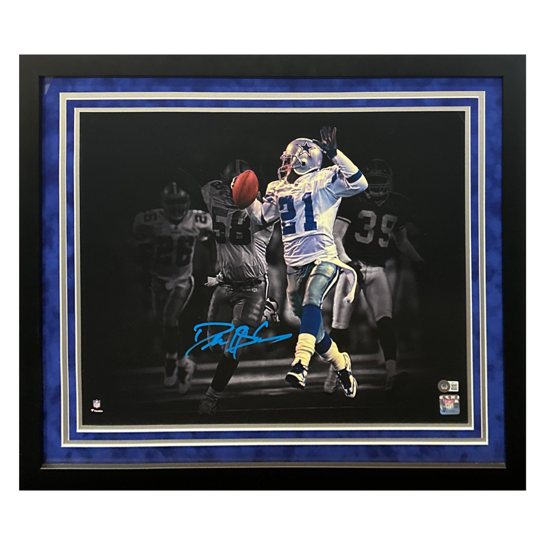Deion Sanders Dallas Cowboys Autographed Framed 16x20 - Beckett COA