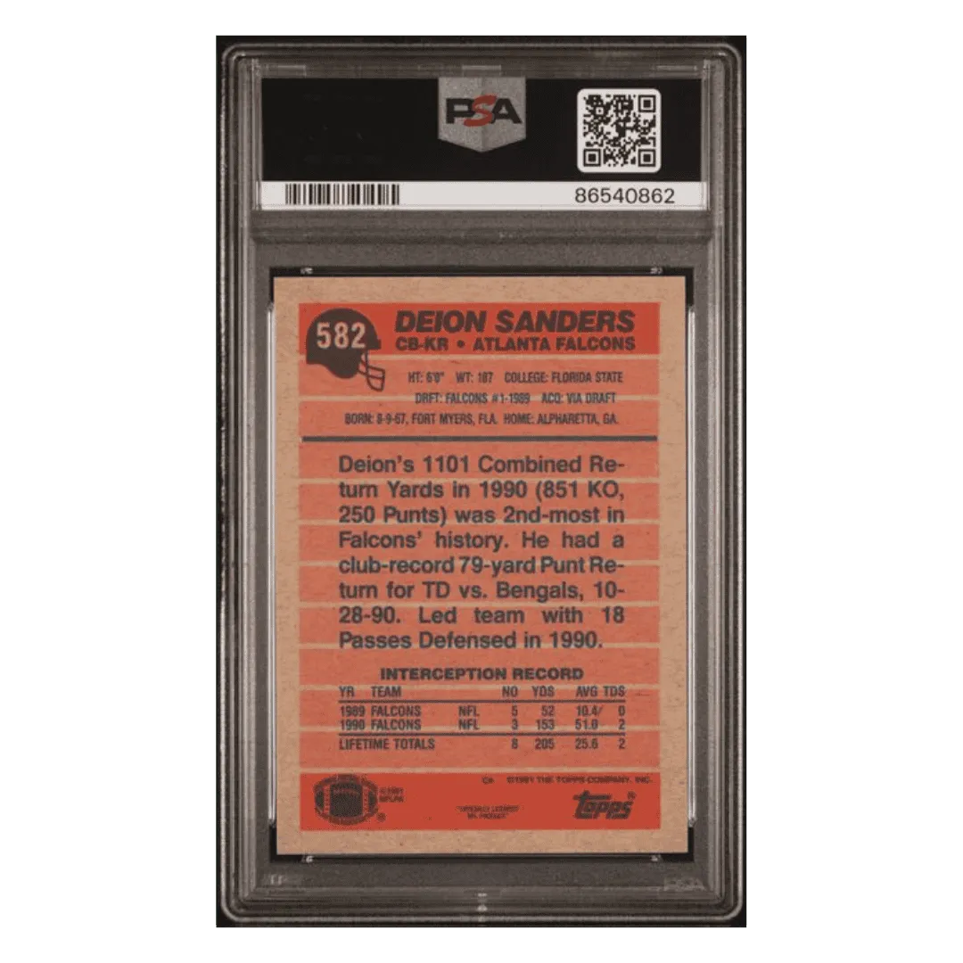 Deion Sanders PSA 10 1991 Topps Card #582