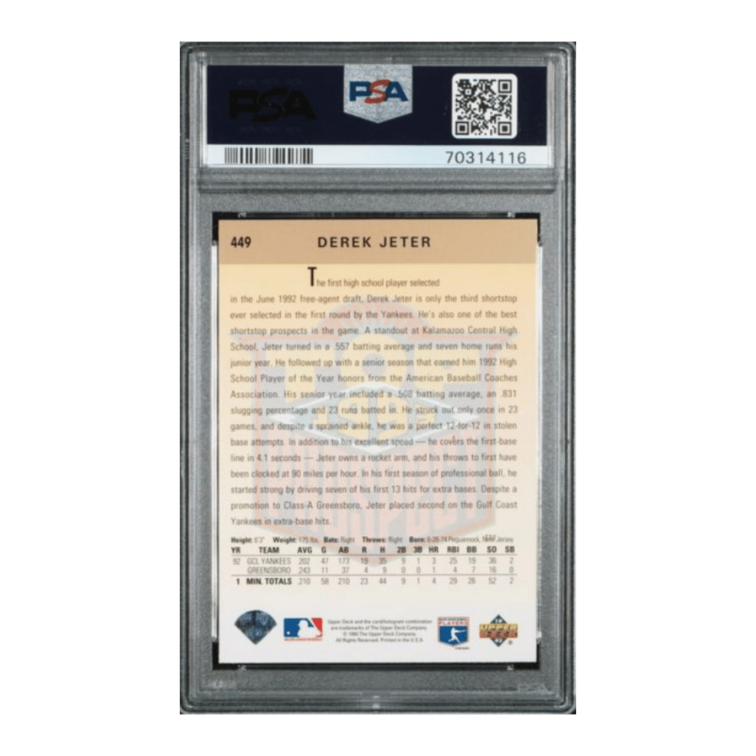 Derek Jeter PSA 8 1993 Upper Deck #449